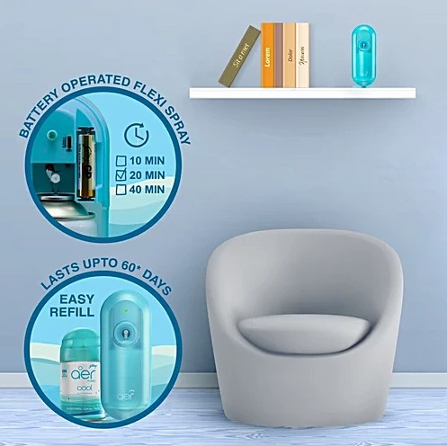 Godrej Aer Cool Surf Blue Air Freshener - Kit, 225 ml (Machine + 1 Refill) - Image 4